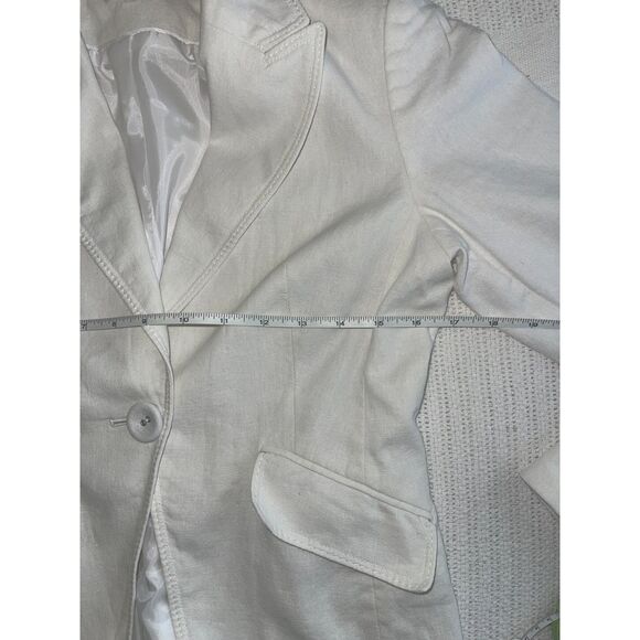 Marks & Spencer PETITE Cotton Rich Blazer 8 Petite Navy One-Button Stretch Lined - Picture 5 of 7